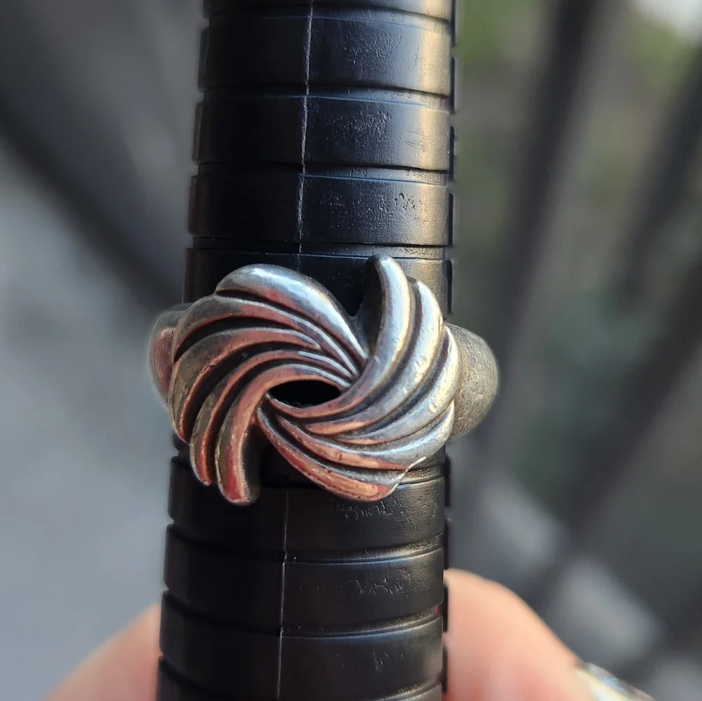 Handmade Sterling Silver 925 Swirl Whirlwind Fireworks Ring Sz 9.5 - Picture 7 of 8